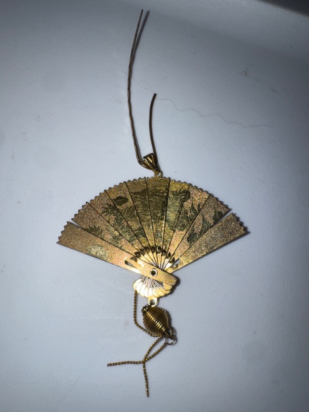 Gold Fan Pendant  | vintage, pendant only